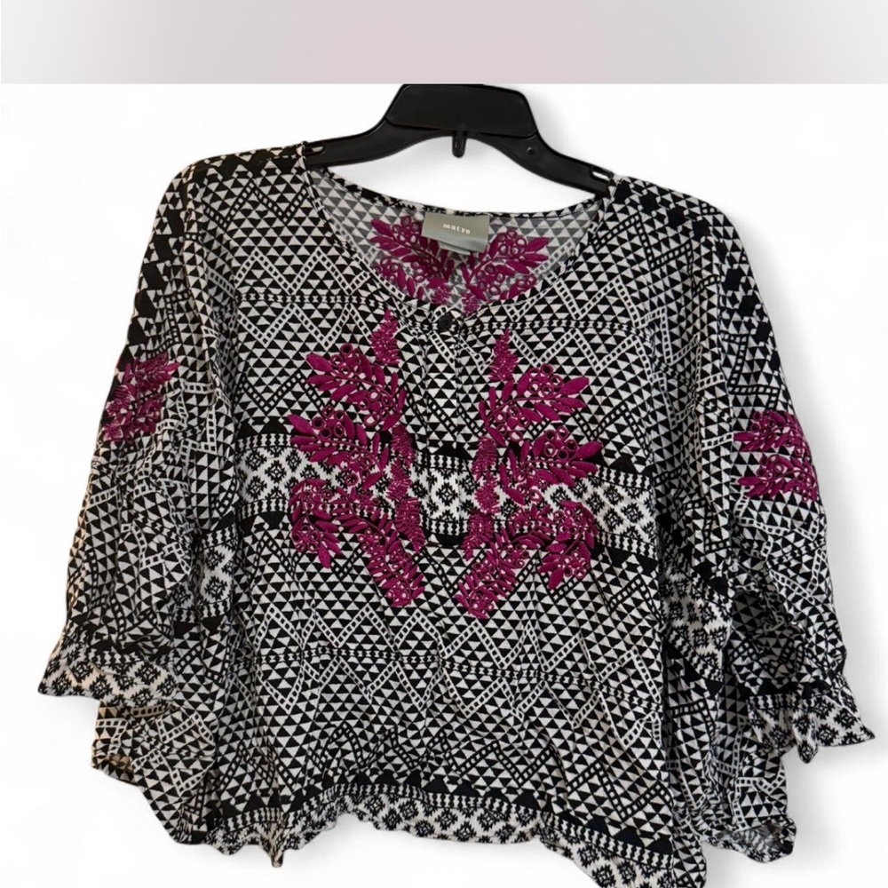 Maeve Black and Pink Patterned Top